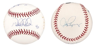 Derek Jeter and Alex Rodriguez Dual Signed Lot of Two OML Selig Baseballs